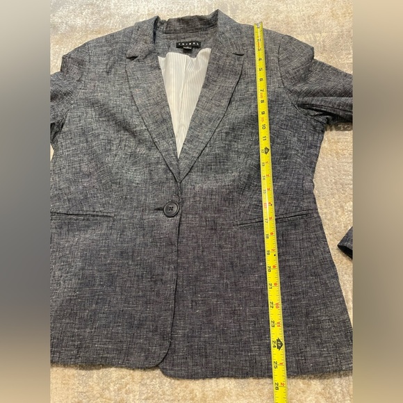 Tribal Linen/Cotton Blend 1 Button LinedBlazer Jacket Size 12 Gray Textured Look - Picture 9 of 11